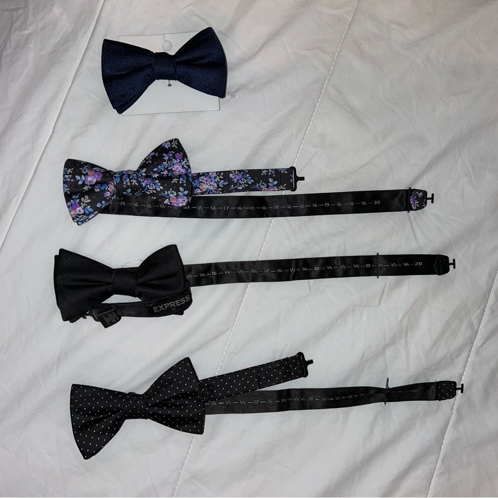 Express Men's Assorted Bow Tie Set - Black, Navy & Floral